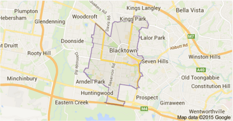 Map of Blacktown