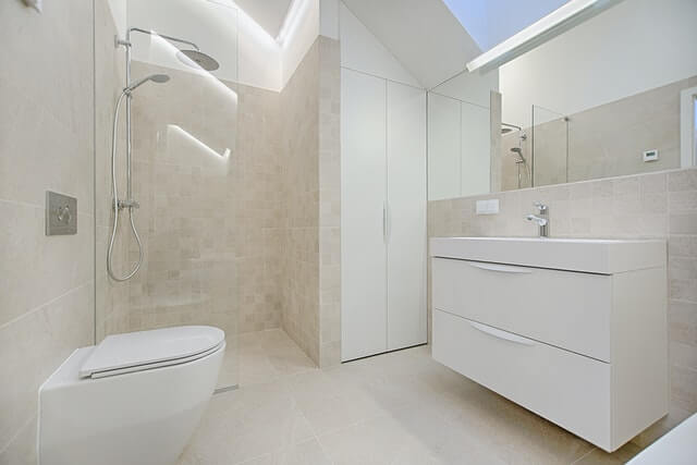 shower in a home bathroom