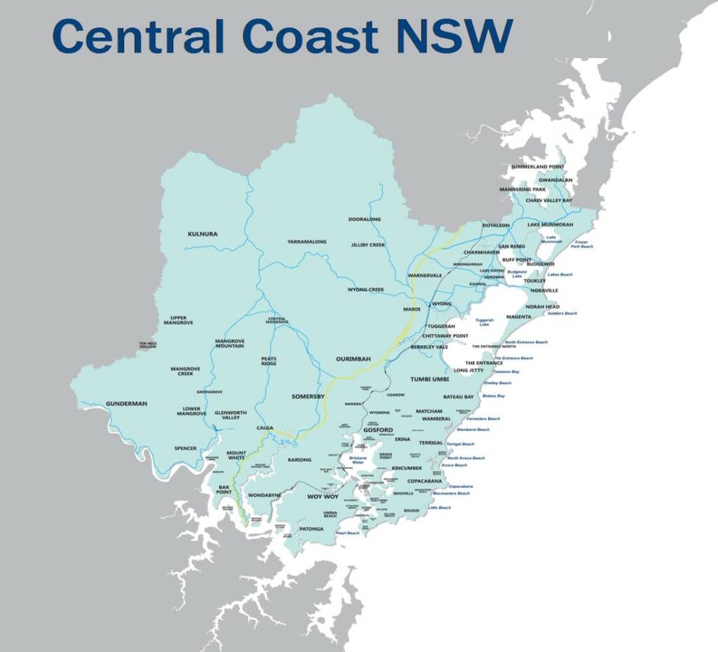 Central Coast NSW Suburbs Map