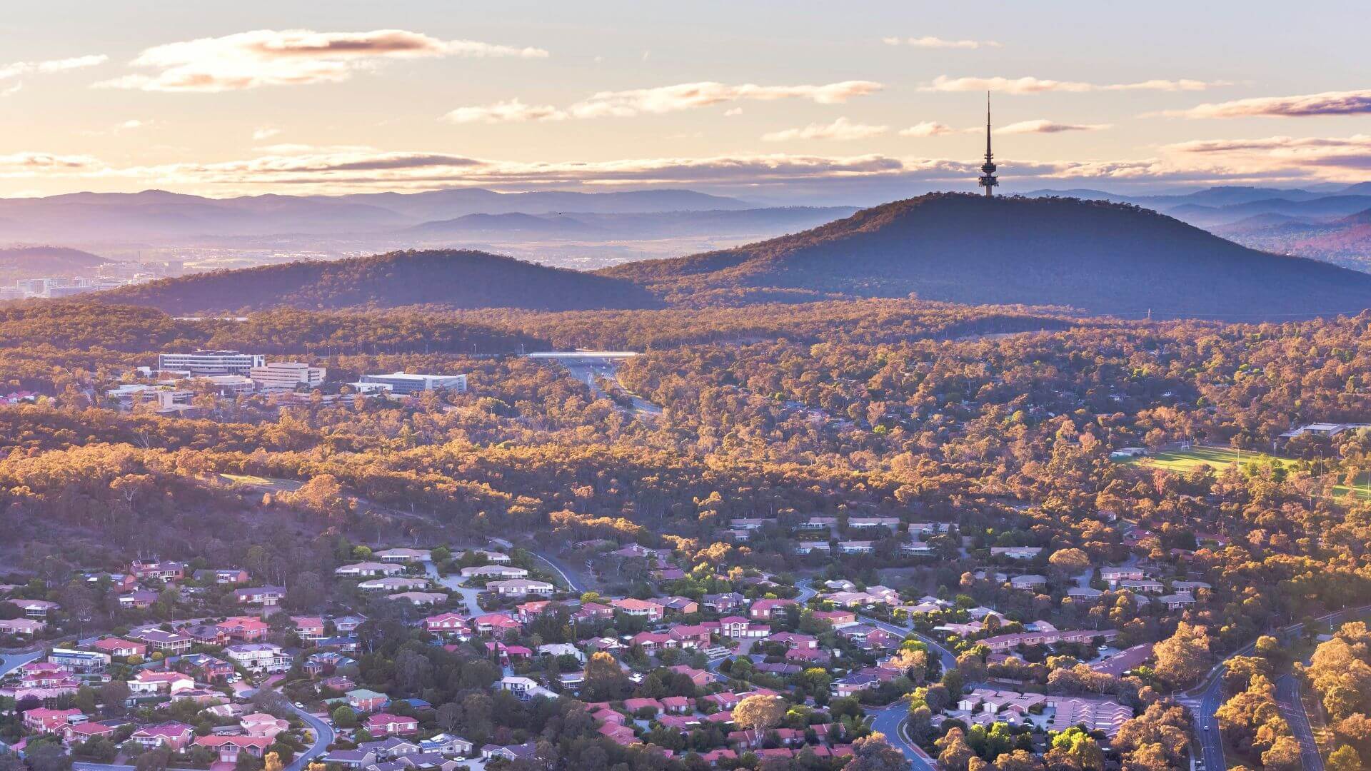 Aerial view of Canberra from Belconnen in the morning