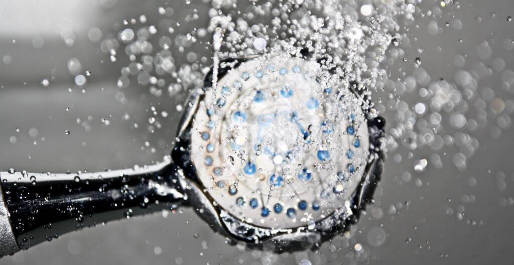 shower head spraying water