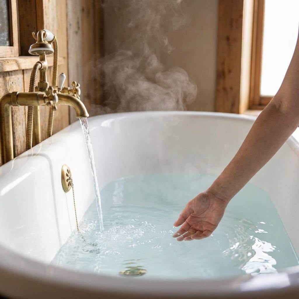 woman enjoying warm water on demand 