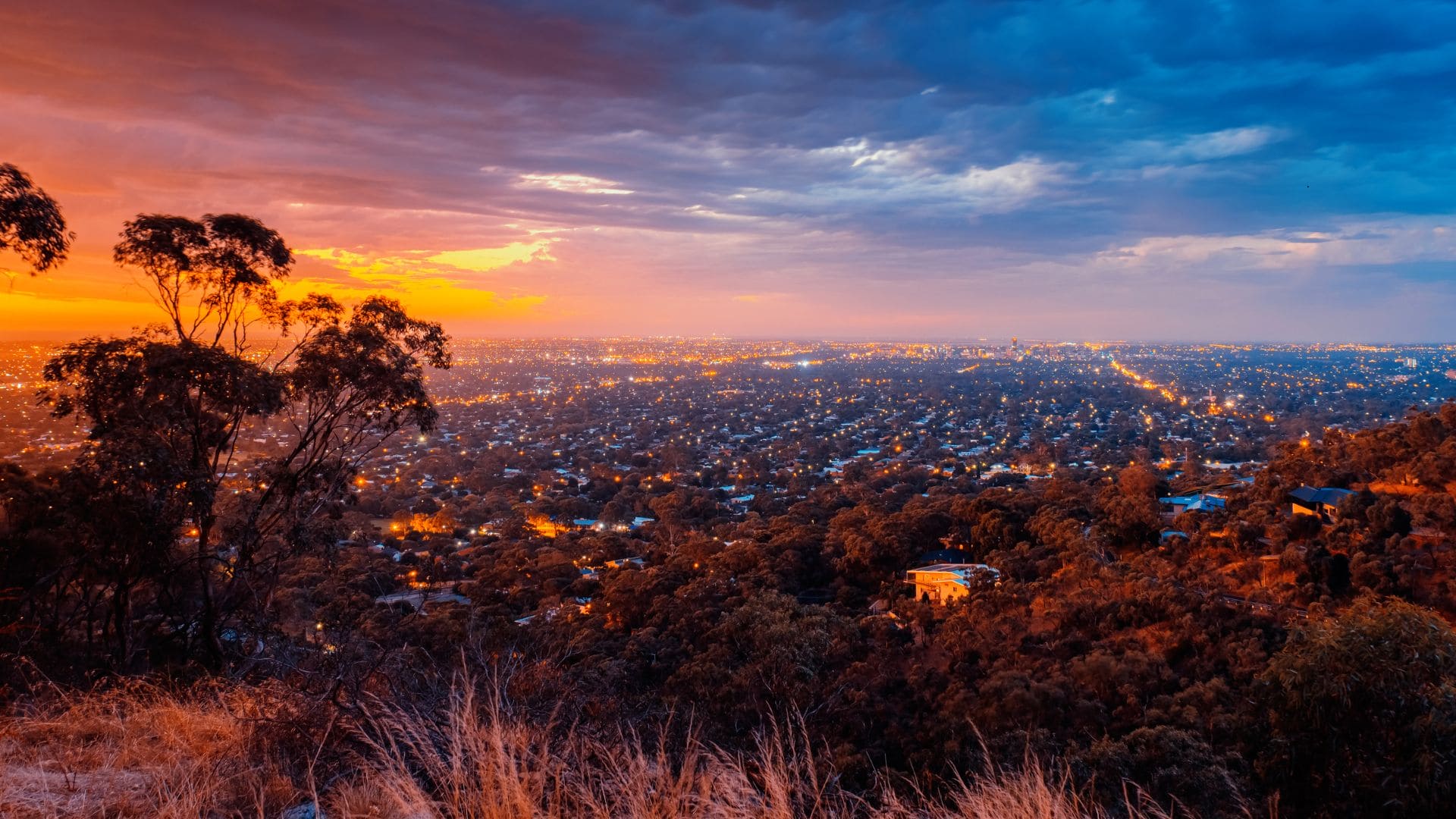 adelaide skyline at sunset